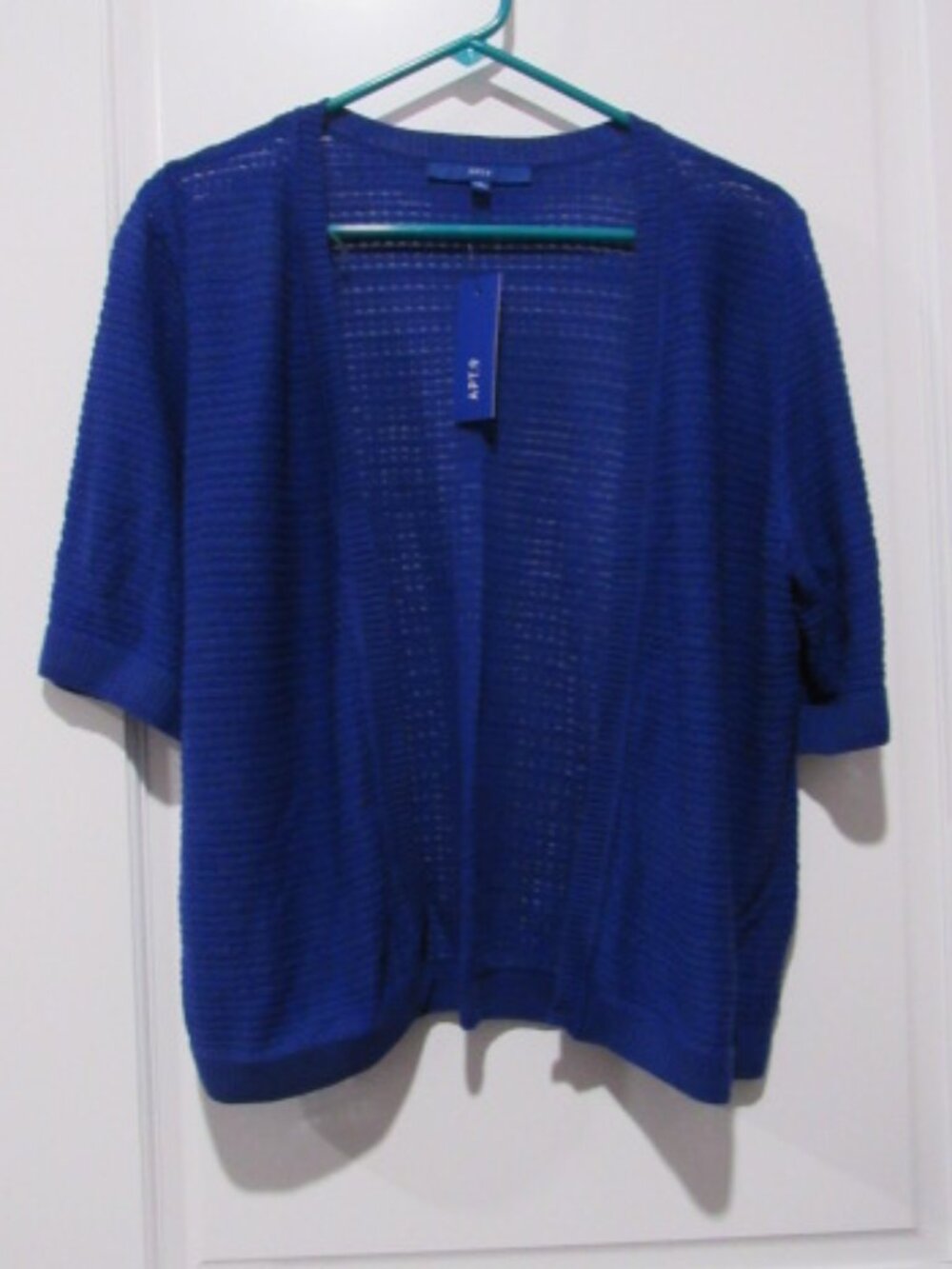 Apt 9 Cobalt Blue Short Sleeve Sweater Cardigan L NWT